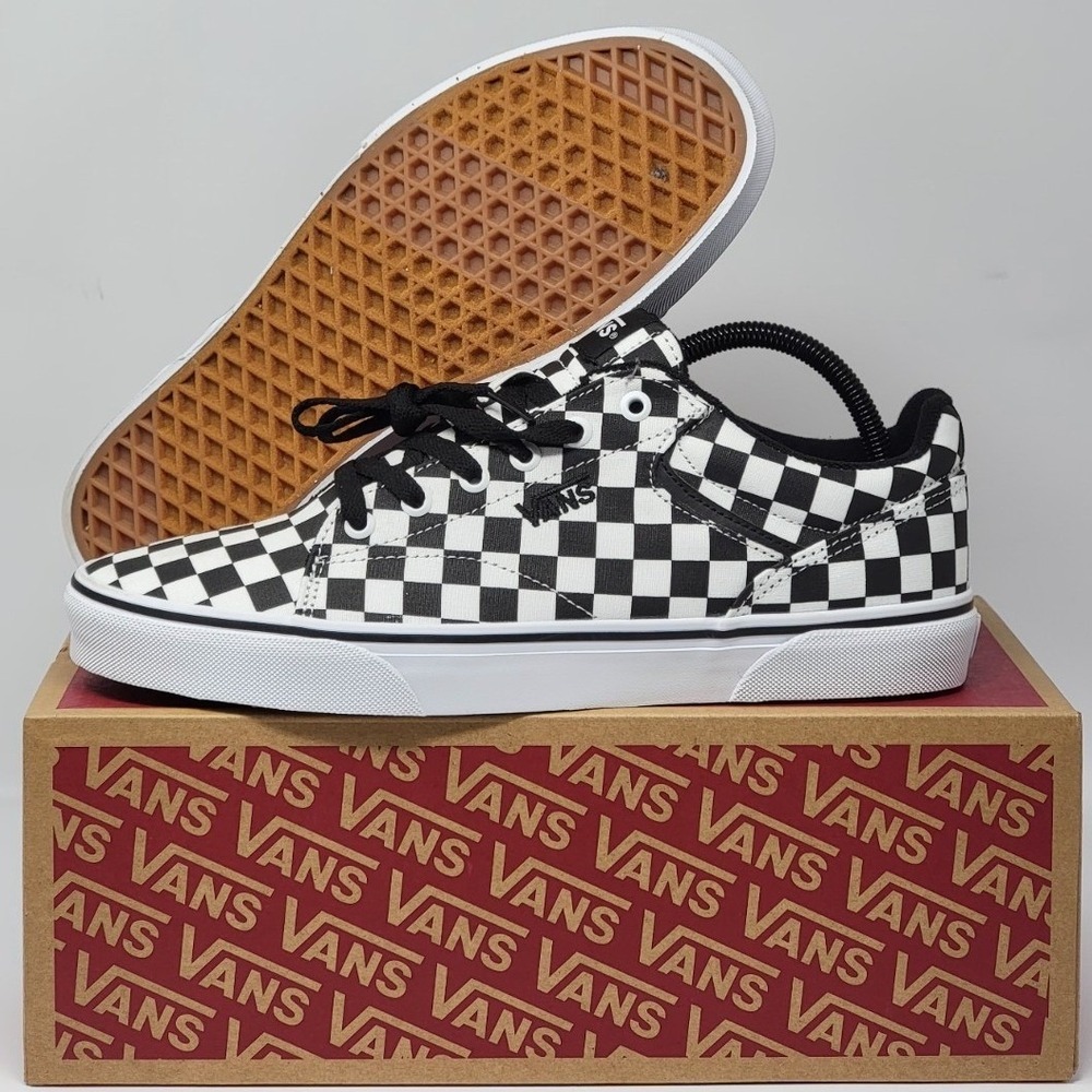 Vans Seldan Checkerboard Skate Shoes Canvas Black White Mens Size 10.5 New